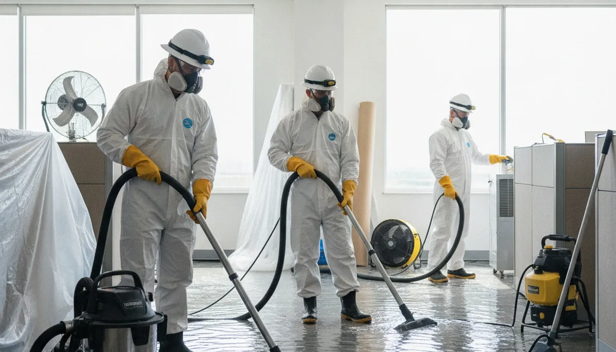 Burst pipe cleanup team restoring water-damaged Visalia, CA home after emergency leak