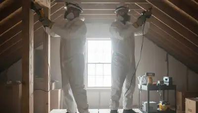Mold inspection technician assessing hidden moisture in a Visalia, CA home