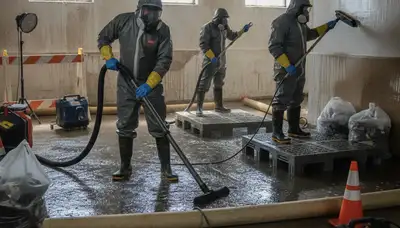 Sewage cleanup crew restoring Visalia, CA home after backup with professional water damage service