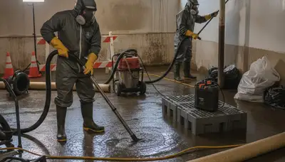 Sewage cleanup crew restoring a Visalia, CA home after a sewer backup and water damage