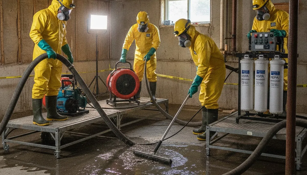 Sewage cleanup team restoring a Visalia, CA home after backup with fast water damage service