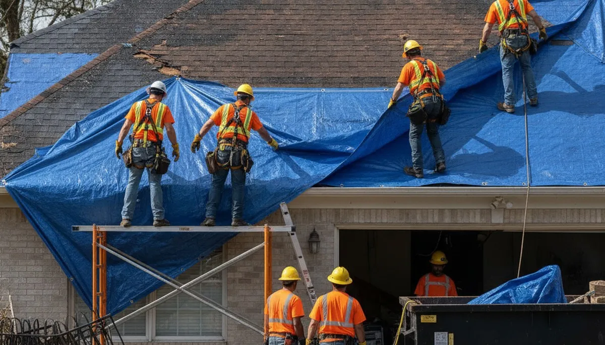 Storm damage restoration crew cleaning water damage in Visalia, CA home
