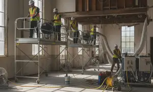Structural drying equipment in a Visalia, CA home for water damage repair and moisture removal