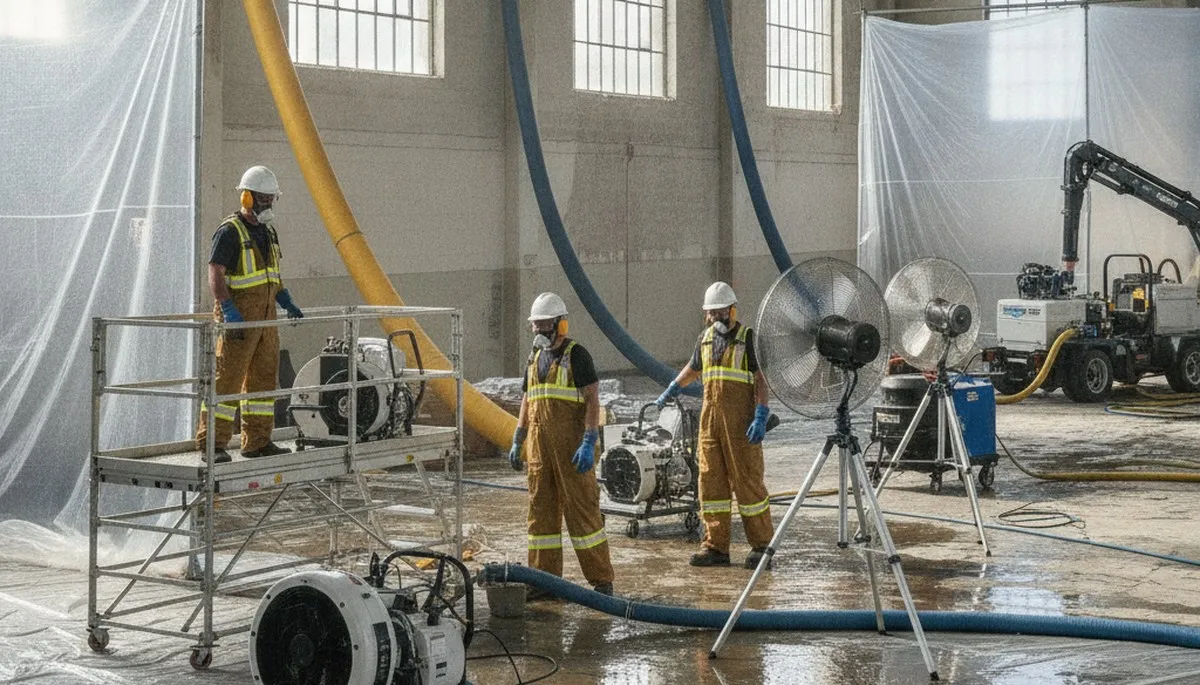 Structural drying equipment removing hidden moisture in a Visalia, CA home after water damage