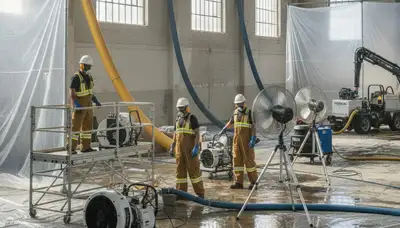 Structural drying equipment removing hidden moisture in a Visalia, CA home after water damage