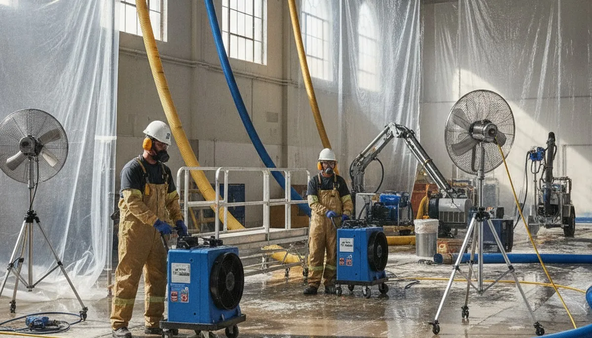 Structural drying equipment removing hidden moisture in a Visalia, CA home after water damage
