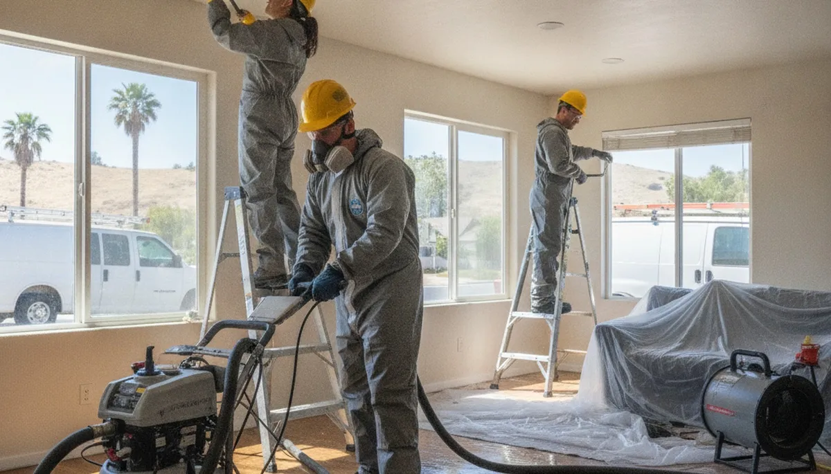 Water damage restoration team in Visalia, CA providing emergency cleanup and repair