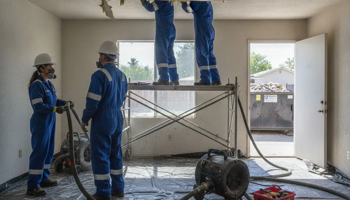 Visalia, CA water damage restoration team repairing a flooded home with professional drying equipment