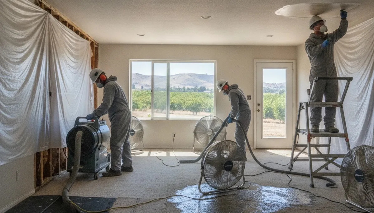 Water damage restoration team in Visalia, CA providing fast cleanup and repair services