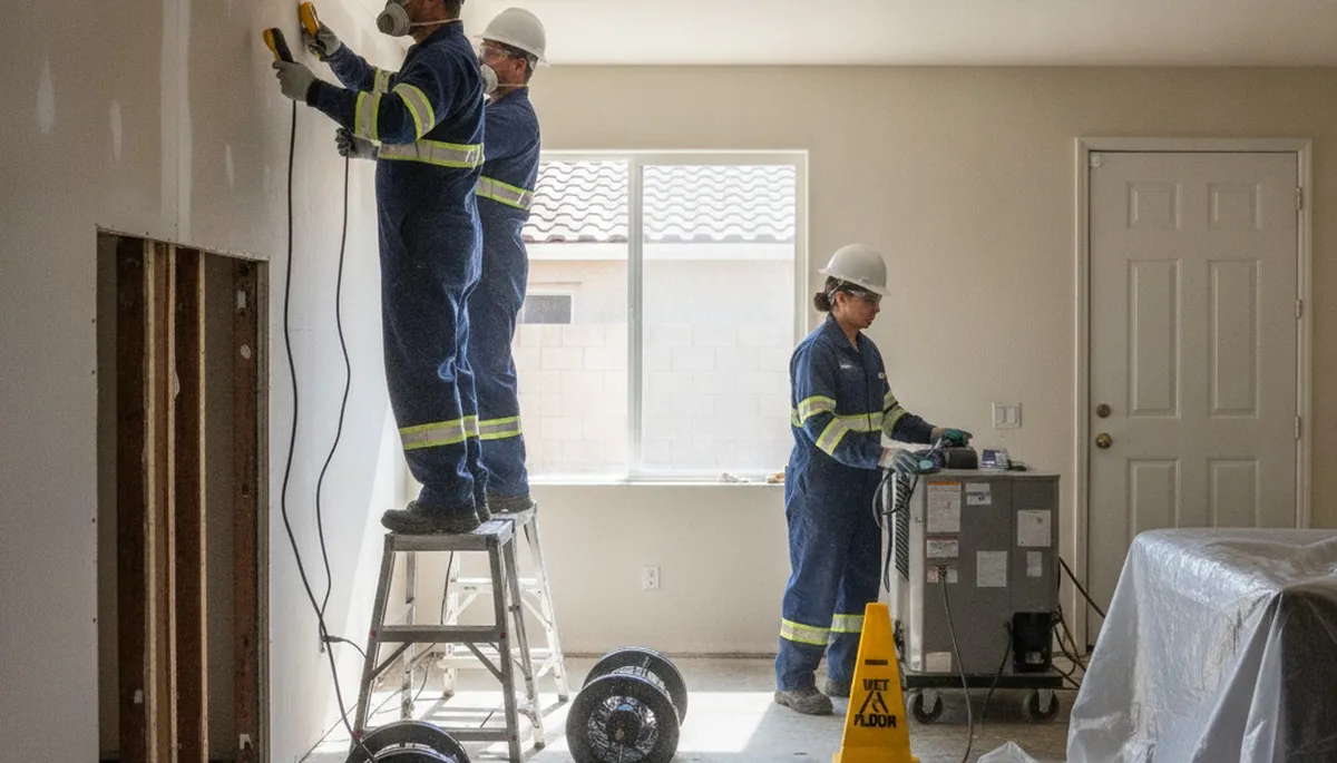 Water damage restoration team serving Visalia, CA with professional cleanup and drying services