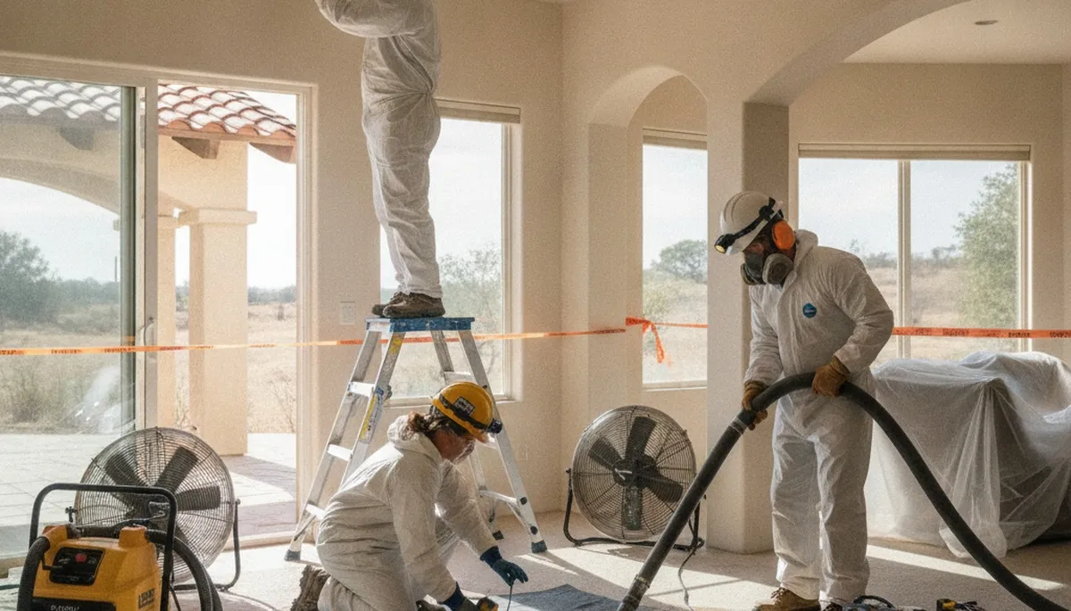 Water damage restoration team in Visalia, CA providing professional water removal and cleanup
