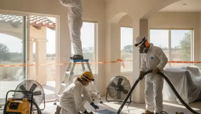 Water damage restoration team in Visalia, CA providing professional water removal and cleanup
