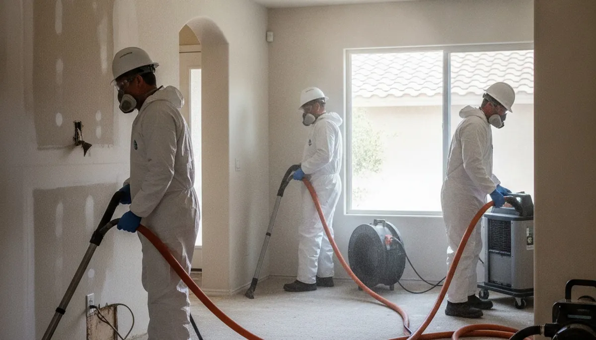Water damage restoration team in Visalia, CA providing professional emergency cleanup services