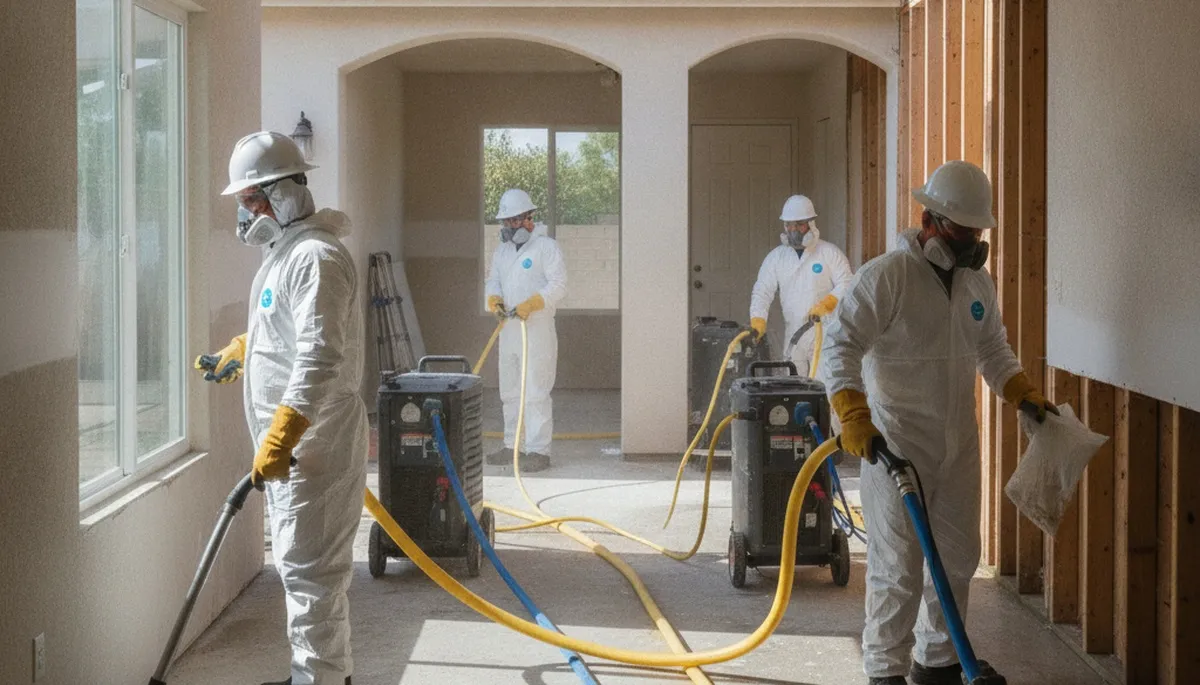 Water damage restoration team in Visalia, CA providing professional cleanup and repair services