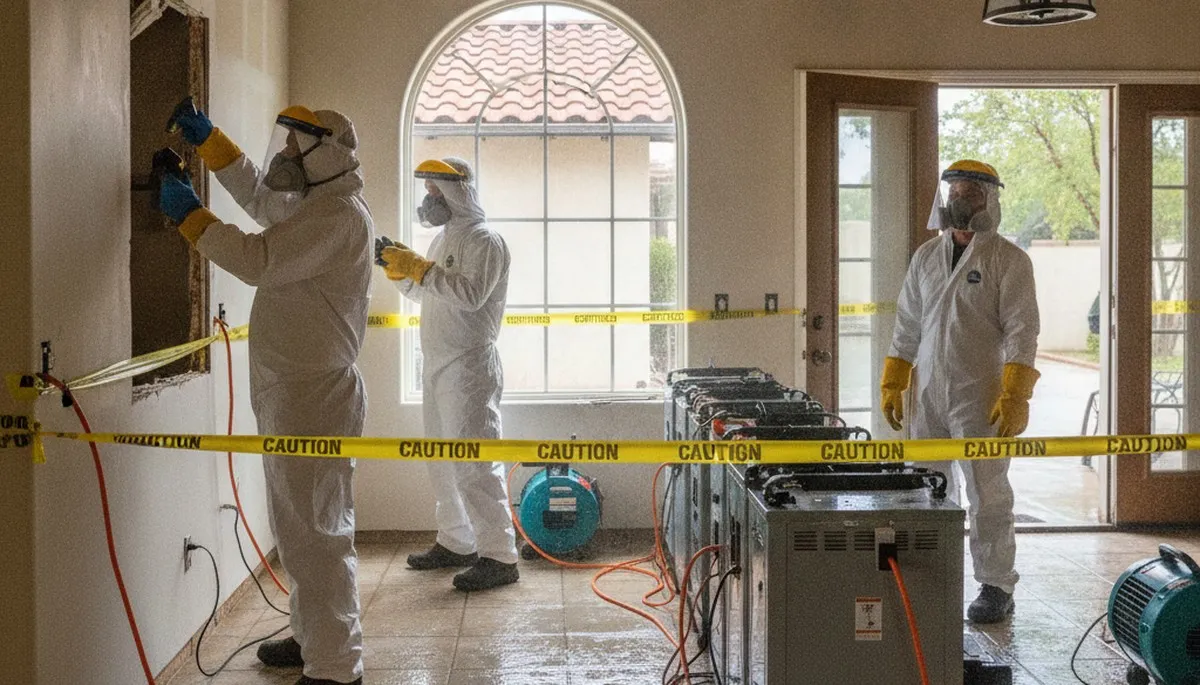 Water damage restoration team in Visalia, CA providing professional cleanup and repair services