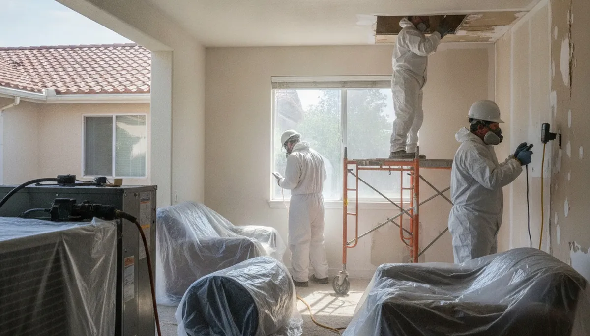 Water damage restoration team in Visalia, CA providing emergency cleanup and repair services