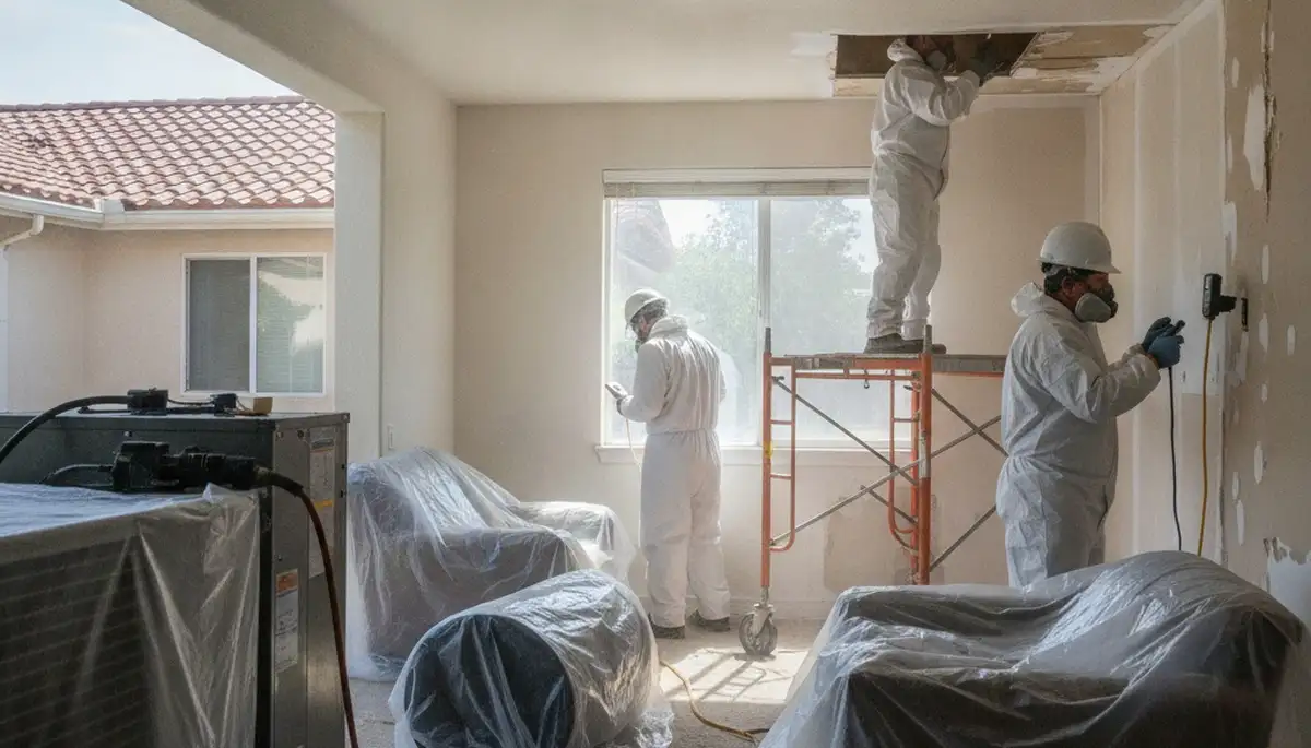Water damage restoration team in Visalia, CA providing emergency cleanup and repair services