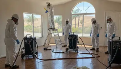 Water damage restoration team in Visalia, CA providing emergency cleanup and repair services