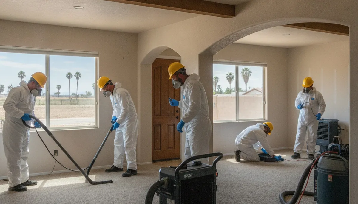 Water damage restoration team in Visalia, CA providing fast water cleanup and drying services