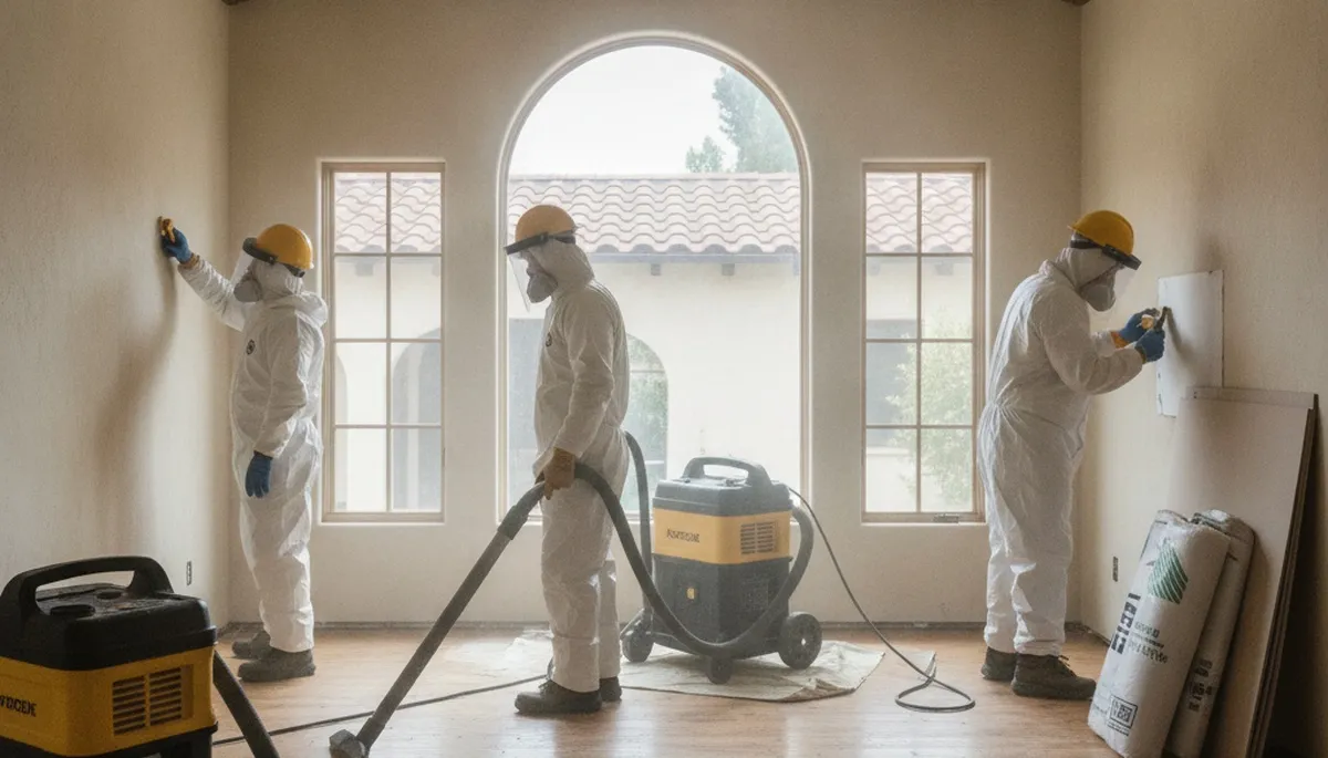 Water damage restoration team in Visalia, CA providing emergency cleanup and repairs